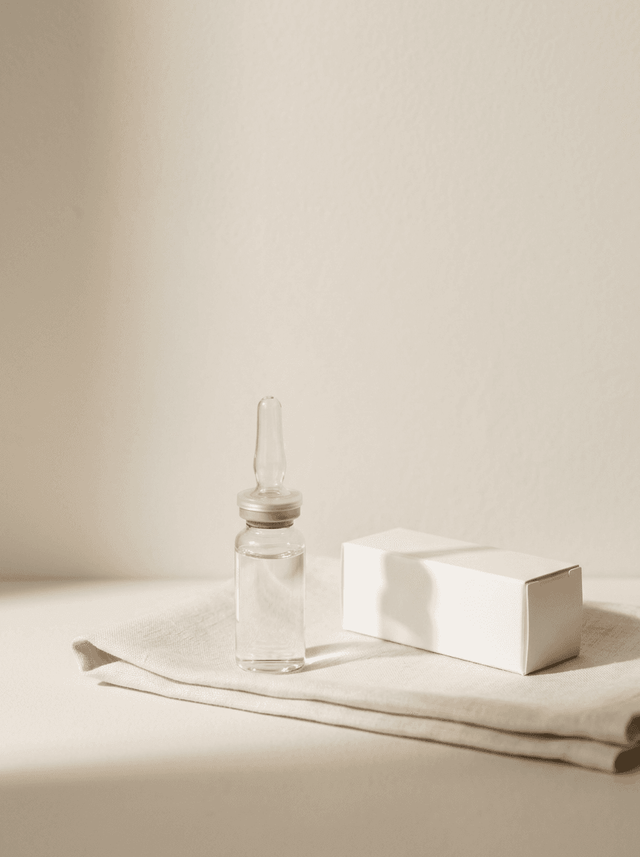 Sealed dermal-filler vials arranged on a clean surface
